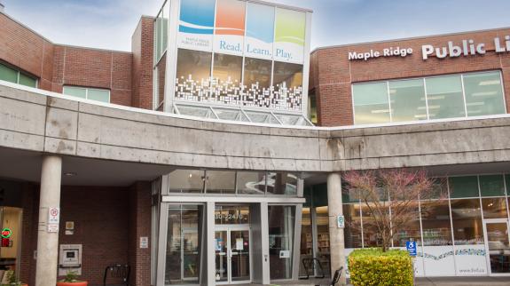 Maple Ridge Public Library adorned with a visible sign, making it easy to identify and recognize its role in the community.