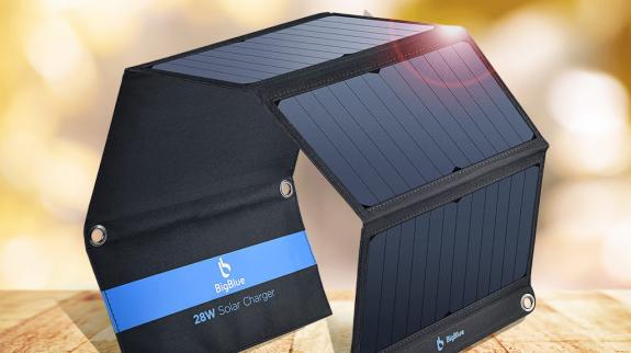 Compact solar charger for portable energy, perfect for outdoor adventures and travel.