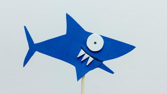 Foam blue shark on a stick craft.