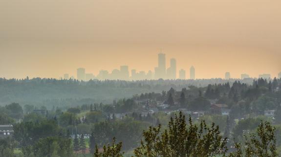 A thick orange haze out of smoke blankets the Lower Mainland during the summer forest fires.