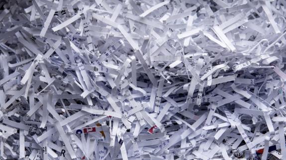 A colour image of a pile of shredded paper.