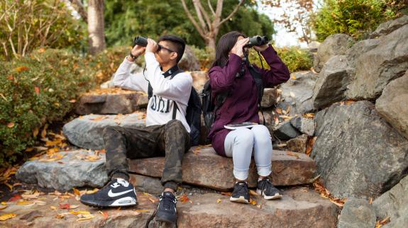 Teens use a Birwatching Backpack from the FVRL Playground collection.