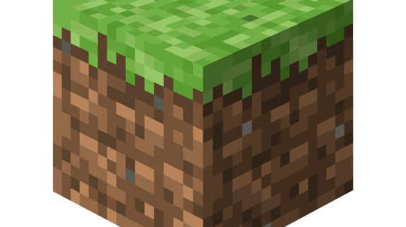 Minecraft block. Brown blocks with green blocks on top.