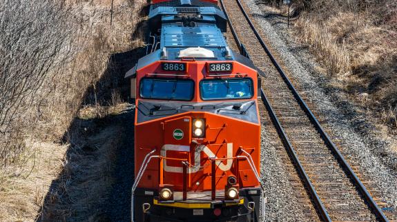 CN Locomotive trains seen from the front.