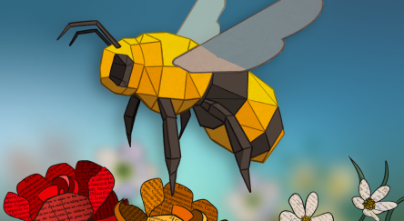 Freedom to Read Week 2025 marketing materials showing a bee and flowers.