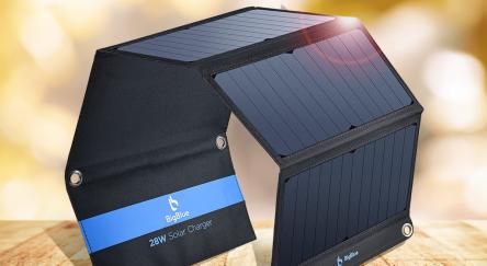 Compact solar charger for portable energy, perfect for outdoor adventures and travel.