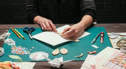 Designer cutting paper for scrapbooking greeting postcards.