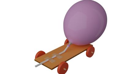 A balloon rocket car - blow up the balloon to make the car go.