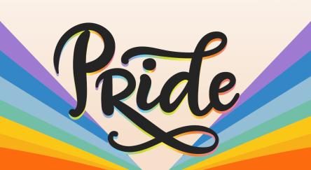 Pride Month graphic with rainbow colours