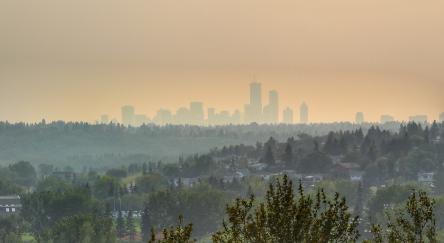 A thick orange haze out of smoke blankets the Lower Mainland during the summer forest fires.