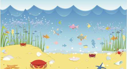 Diorama of sea life.