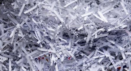 A colour image of a pile of shredded paper.