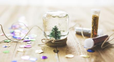 Homemade snow globe, Christmas tree in a jar.