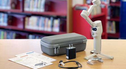 Gimbal image of kit on library table.