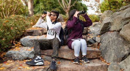 Teens use a Birwatching Backpack from the FVRL Playground collection.