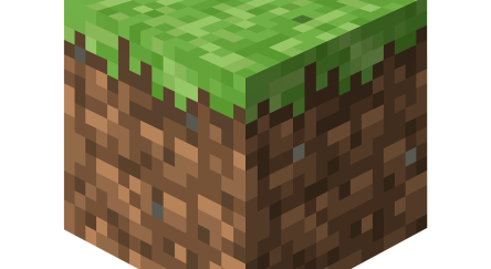 Minecraft block. Brown blocks with green blocks on top.