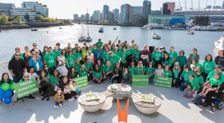 BC Transplant's Walk of Life event - people gather wearing green shirts.
