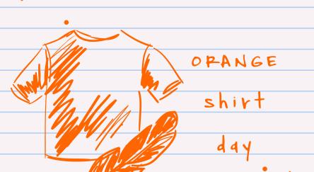 Hand drawn graphic for Orange Shirt Day in honor of indigenous Canadian children.