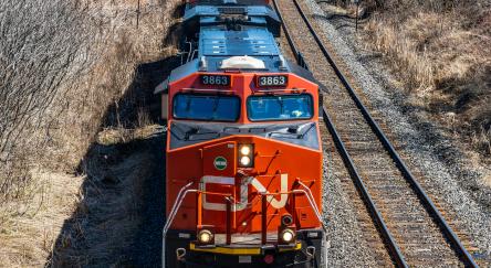 CN Locomotive trains seen from the front.