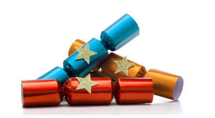 A group of festive Christmas crackers.