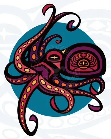 Octopus Art Print on Archival Grade & Acid Free, Polar Matte Paper. Printed in-house and shipped to you directly from Frettchan Studios.