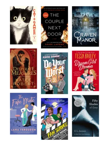 A variety of book covers, sometimes considered "trashy."