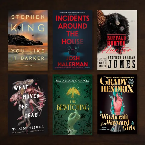 A collage of horror books by popular authors.
