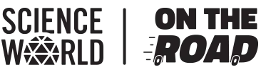 Science World and On The Road logo in black and white.