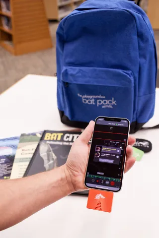 An FVRL Bat Pack includes guide books and an Echo Meter detector, which can be used with the Echo Meter mobile app.