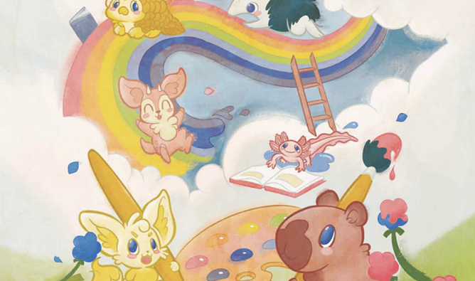 Image, Colorful rainbow Illustration of 2025 BC Summer Reading Club poster design