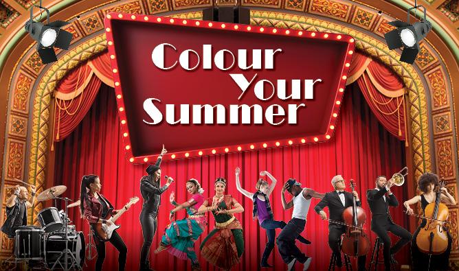 Colour Your Summer with people playing music and dancing on stage